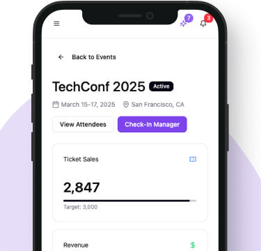 Image of Create.Event's Dashboard for Mobile